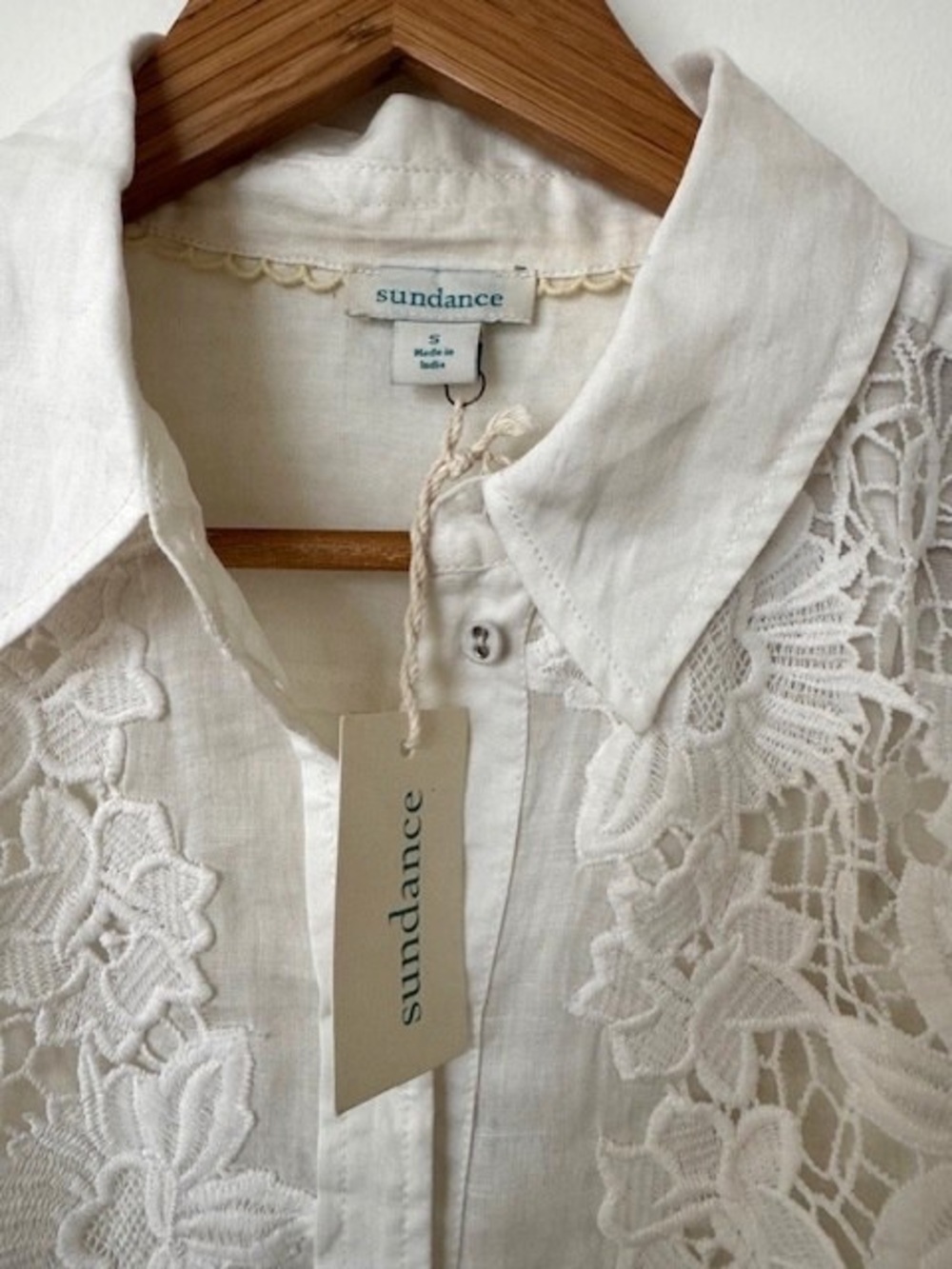 SUNDANCE CATALOG Beautiful Lace Front and Sleeve Blouse - Picture 2 of 3